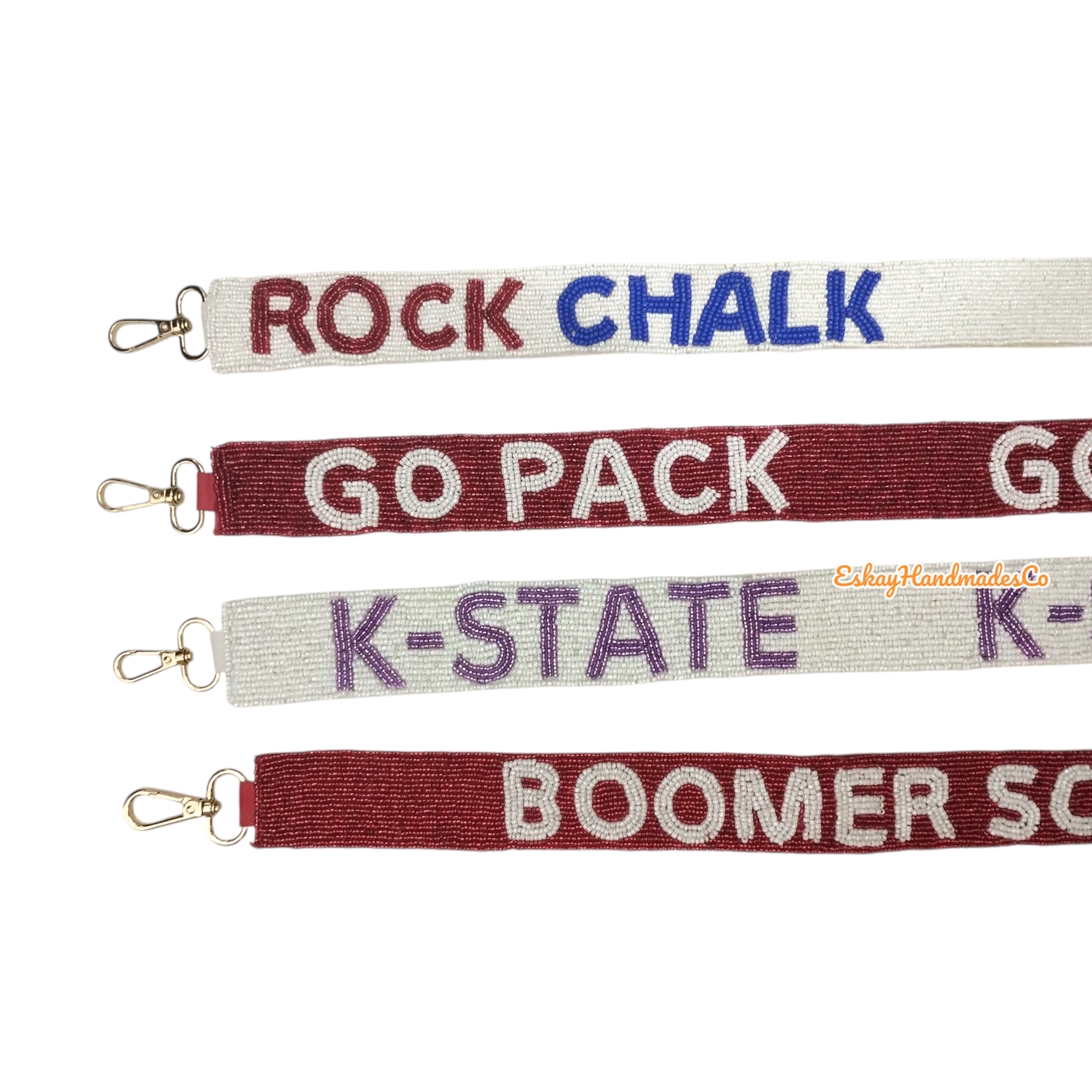 Beaded Game Day Strap – K State, Go Pack, Boomer Sooner, Rock Chalk  | Handmade