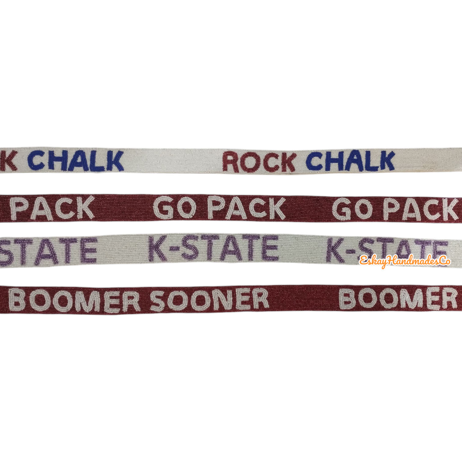 Beaded Game Day Strap – K State, Go Pack, Boomer Sooner, Rock Chalk  | Handmade